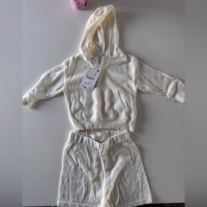 Zara Baby Cream Terry Hooded Knit Top